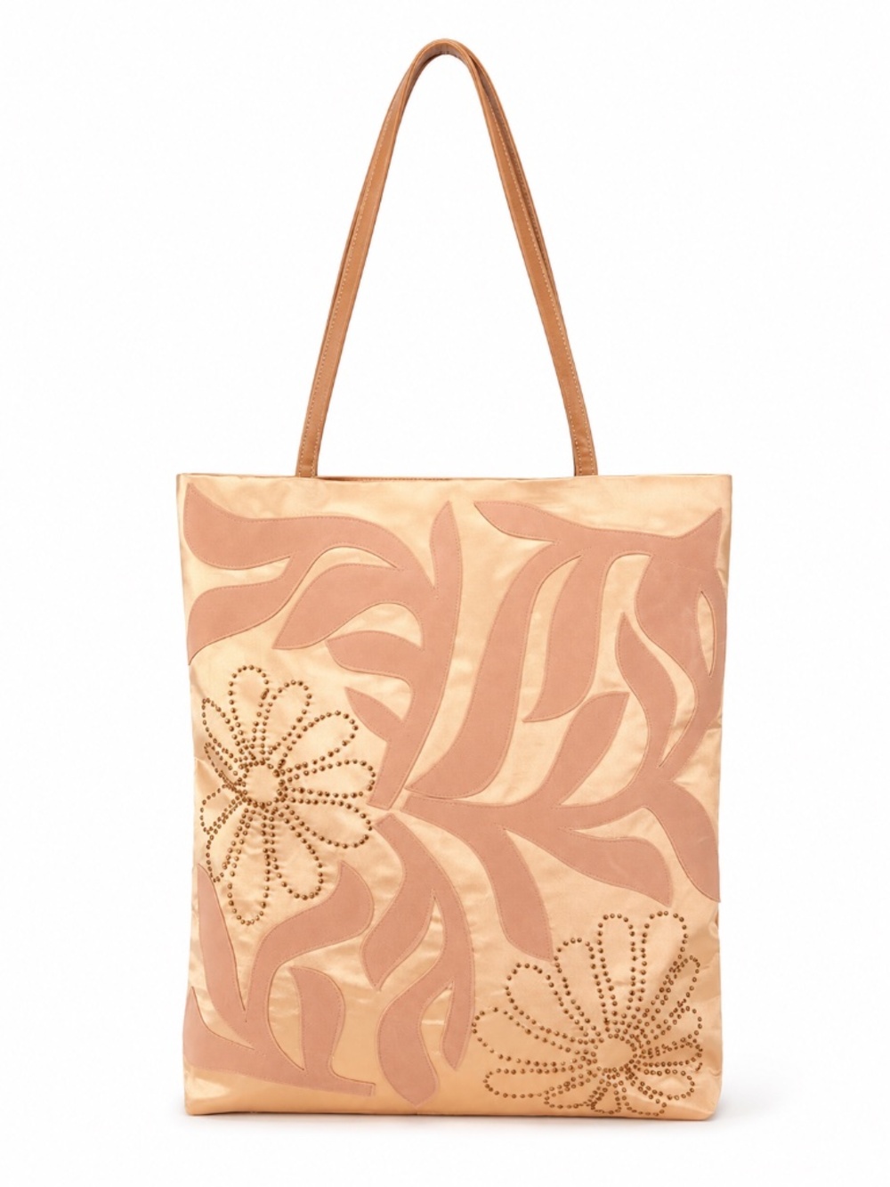 Vintage Y2K Satin Appliqué Tote Bag Beaded Floral Evening Purse Romantic Handbag